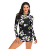 Maillot de Bain Surf Femme - Fleuri Noir