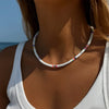 collier heishi blanc rose