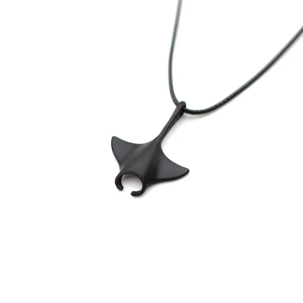 Collier Raie Manta Noir-Argent