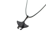 Collier Raie Manta Noir-Argent