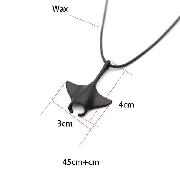 Collier Raie Manta Noir-Argent