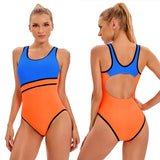 Maillot de Bain Surf Orange et Bleu 1 Pièce